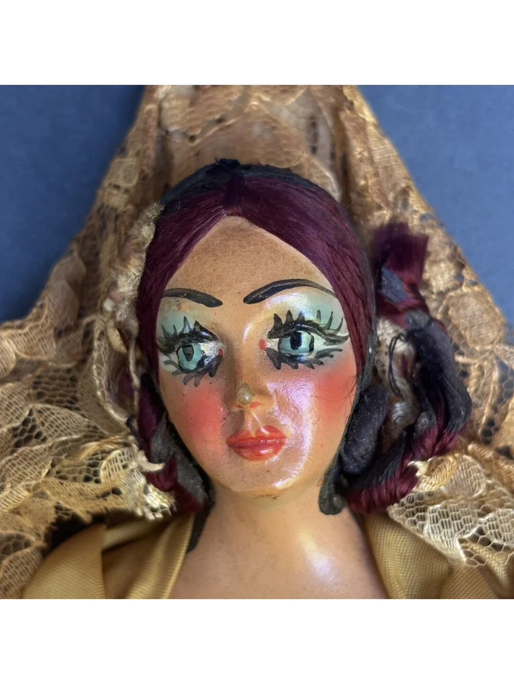 Vtg 1970s Flamenco Dancer Collectible Folk Art Doll, With Stand